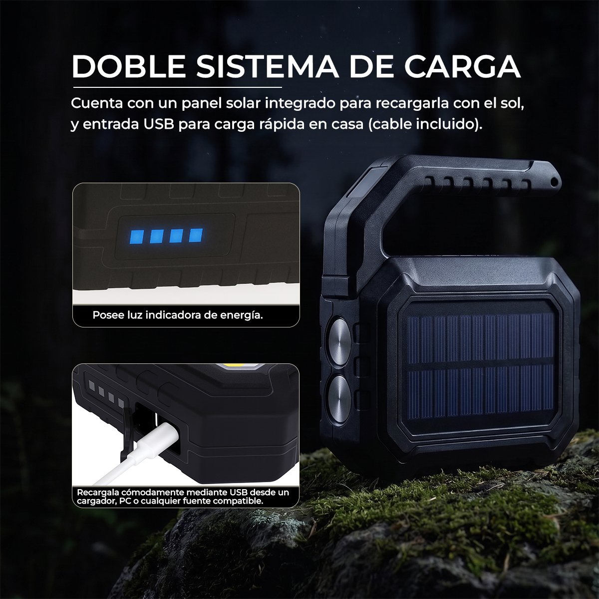 Linterna y banco de energia (con panel solar) - Imagen 4