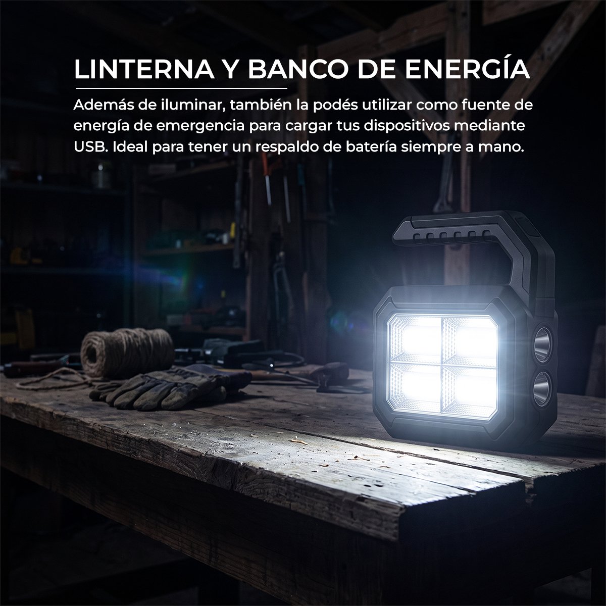 Linterna y banco de energia (con panel solar) - Imagen 3